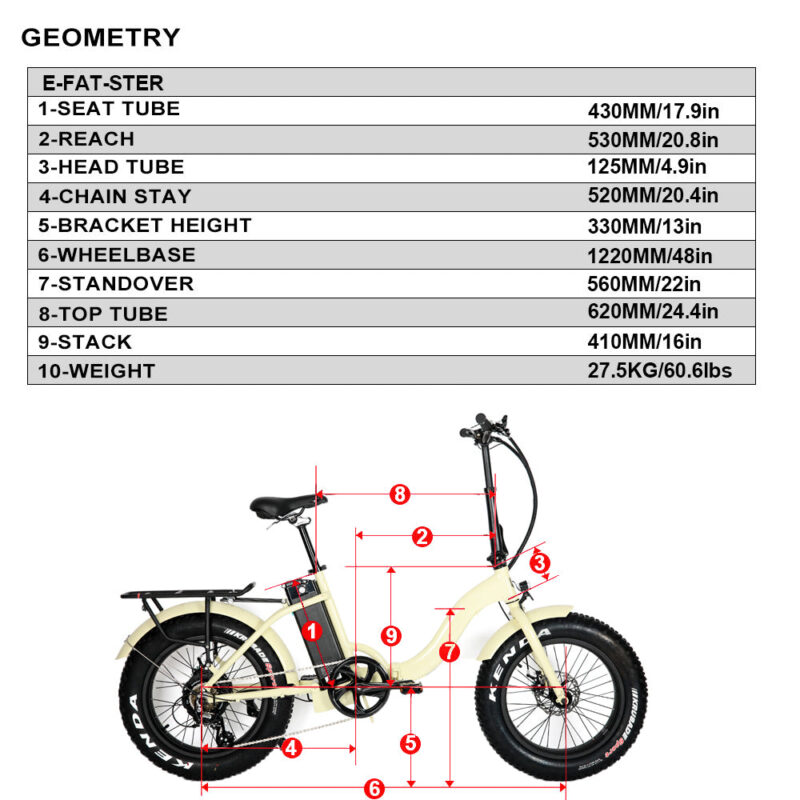 EUNORAU E-FAT-STEP 48V 12.5Ah/17.5Ah 500W Folding Step-Thru Electric Bike - Image 8