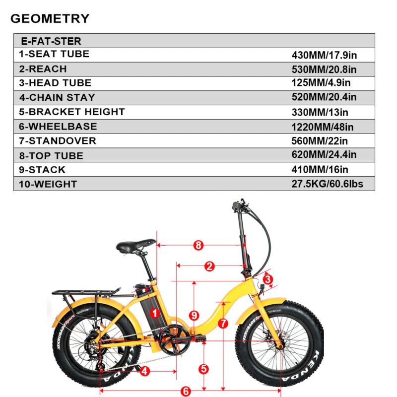 EUNORAU E-FAT-STEP 48V 12.5Ah/17.5Ah 500W Folding Step-Thru Electric Bike - Image 4