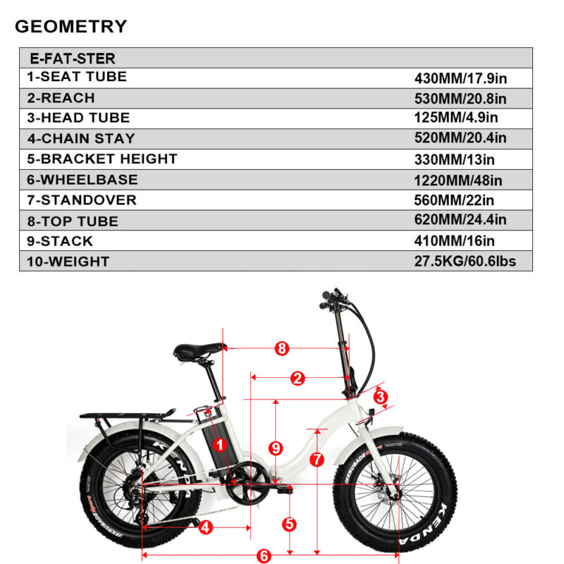 EUNORAU E-FAT-STEP 48V 12.5Ah/17.5Ah 500W Folding Step-Thru Electric Bike - Image 12