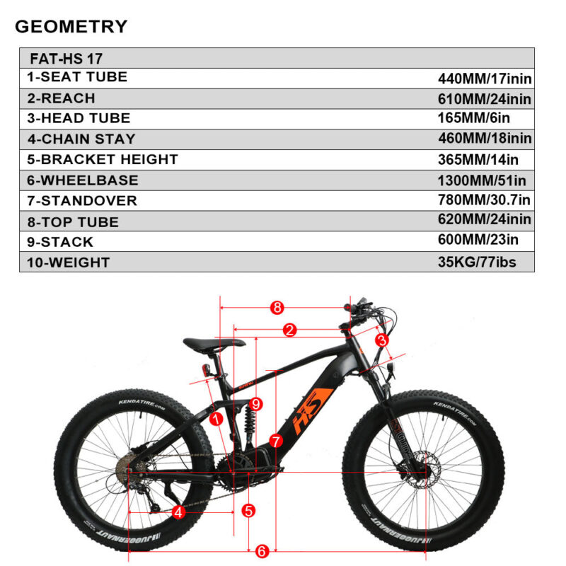 EUNORAU FAT-HS 48V/14Ah 1000W Fat Tire Electric Mountain Bike - Image 7
