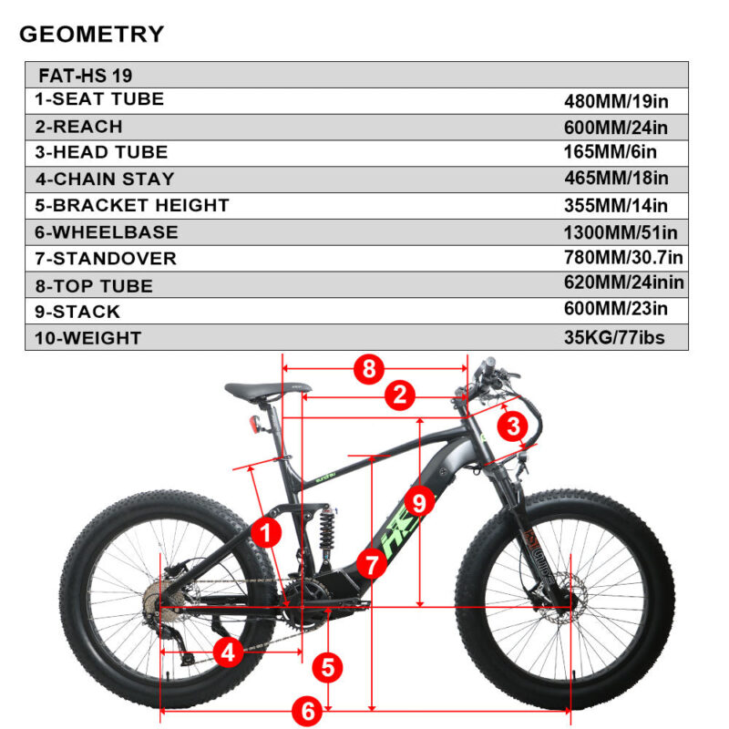 EUNORAU FAT-HS 48V/14Ah 1000W Fat Tire Electric Mountain Bike - Image 14
