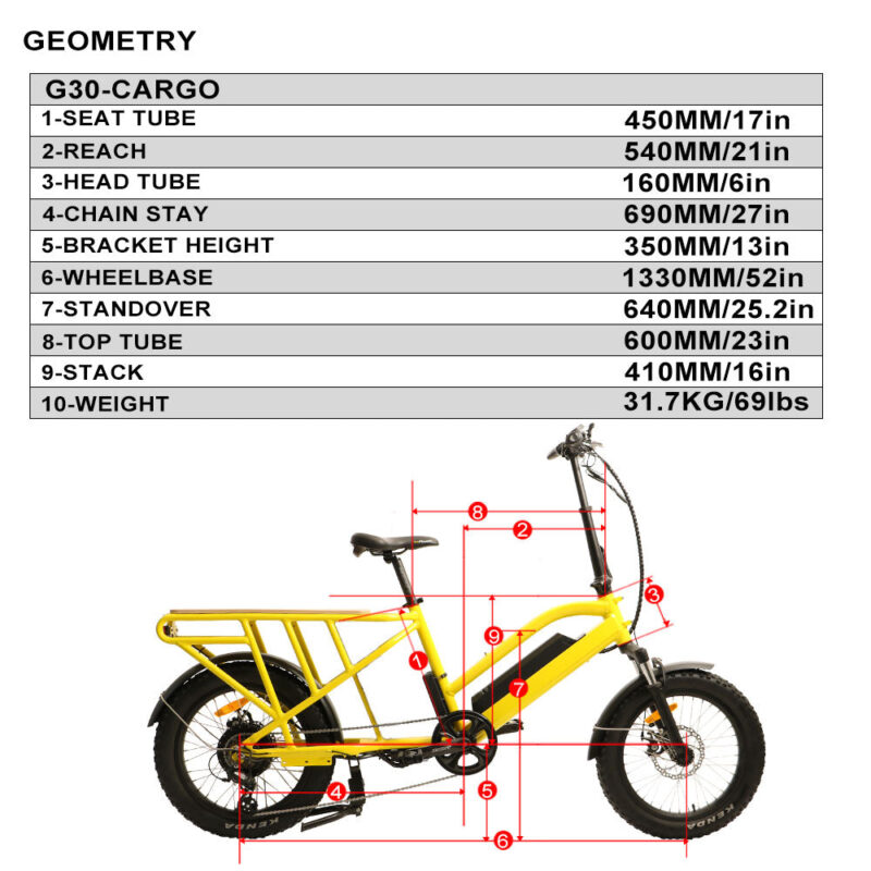 EUNORAU G30-CARGO 48V/20Ah 500W Dual Battery Cargo Electric Bike - Image 7