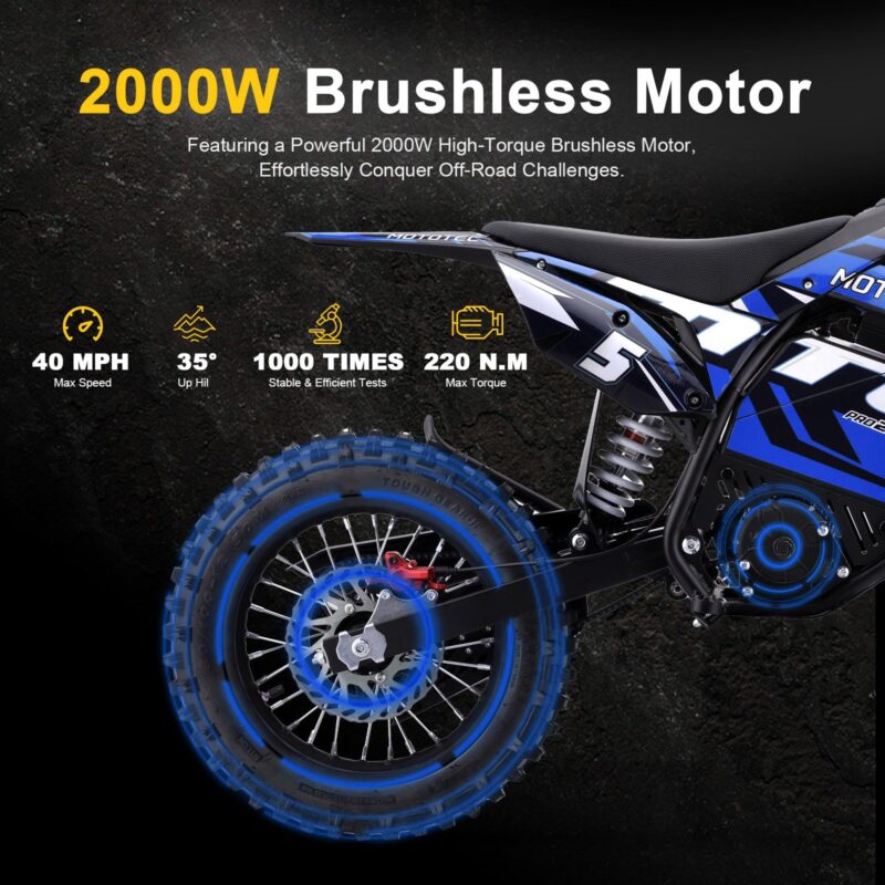 MotoTec Pro 60V/15.6Ah 2000W Off-Road Electric Dirt Bike (HP115E) - Image 20