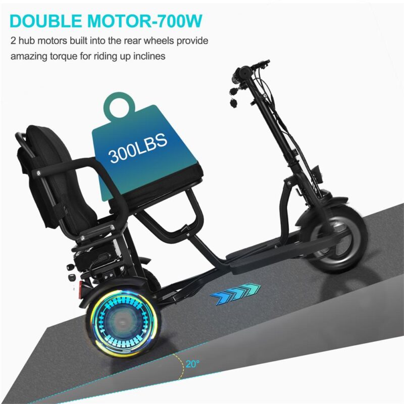 MotoTec Folding Mobility Electric Trike 48V/10Ah 700W - Image 16