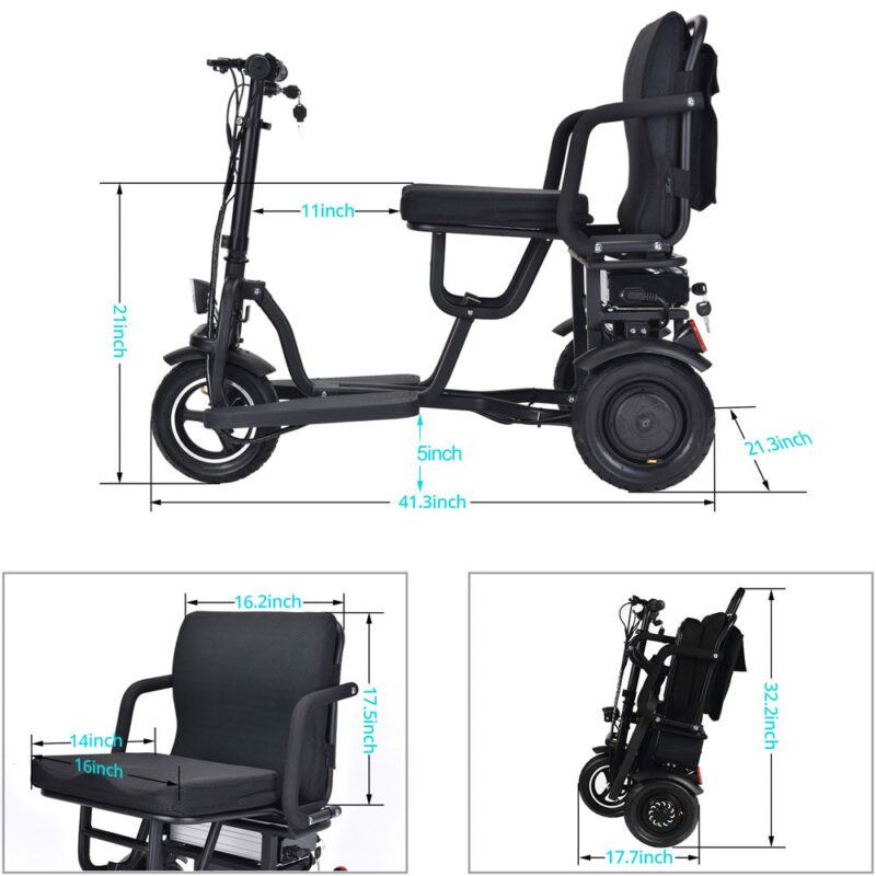 MotoTec Folding Mobility Electric Trike 48V/10Ah 700W - Image 14