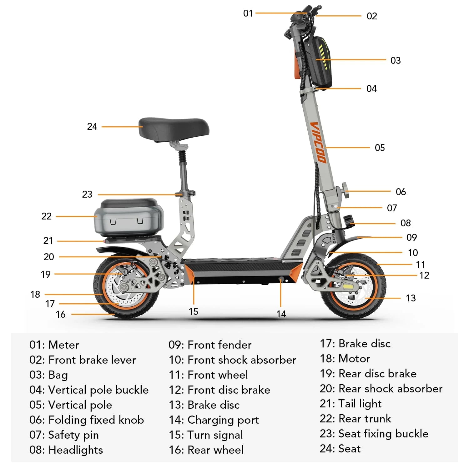 VIPCOO VS2 48V/13Ah 700W Electric Scooter - Image 12