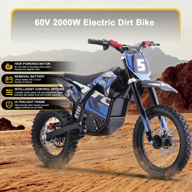 MotoTec Pro 60V/15.6Ah 2000W Off-Road Electric Dirt Bike (HP115E) - Image 23